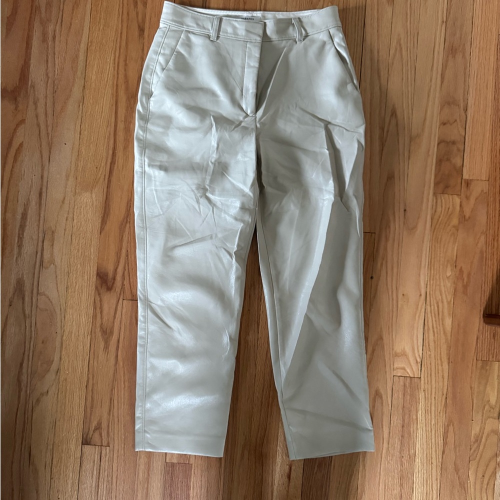 Aritzia Command Vegan Leather Cream Pant